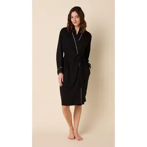 Classic Pima Knit Kimono Robe - Midnight