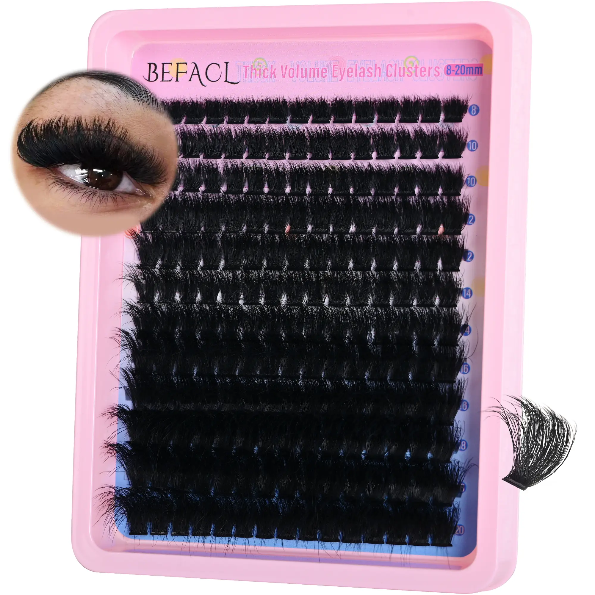 Volume Eyelash Clusters 300D Lash Clusters Thick Lash Extension 8-20mm Individual Lash Extensions DIY Cluster Eyelash Extensions Dramatic Full Salon Look at Home by Befacl
