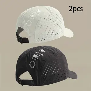 2-Pack Men's 2025 Retro Short Brim Baseball Cap, Adjustable Unisex Summer Outdoor Sports Breathable Quick-Dry Baseball Cap, Thin Short Brim Hat