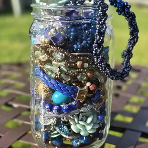 Mystery Jewelry Jar- Blue Toned