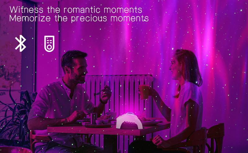 Galaxy Aurora Projector Light | APP-Controlled Rechargeable Star Nebula Projector, Cordless Design, 33 Effects, Bluetooth Speaker & White Noise