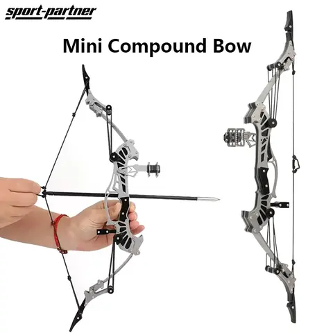 Sport-Partner 16.4inch Stainless Steel Silver Unisex Adults Mini Compound Bow Set - Easy Handle, Lightweight, Fits 8 Small Arrows, Fun Beginners Archery Practice Gear, Ideal Teen Gifts, Bows for Leisure Use