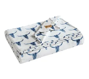 Wrangler Steer Head Blue Ultra Plush Fleece Twin Blanket