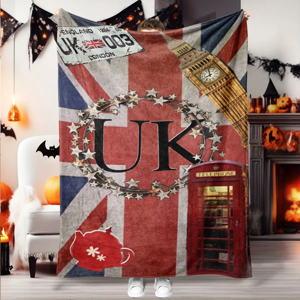 British Style Flannel Blanket, Soft Skin-Friendly Fabric, Multi-Scene Use, All-Season Comfortable, Low Sensitivity & Easy Wash Gift