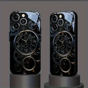 Phone Case: Featuring a Black and Golden Mechanical Dial Design with Tempered Glass for Phone Cases Compatible with iPhone 17 16 15 14 13 12 11 PRO MAX PLUS, AIR, Scratch-resistant and Dust-proof Phone Case, Ideal Gift for Friends and Family
