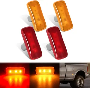 Nilight Wheel Fender Side Marker Lights 4 PCS 3 LED Red Amber Front Rear Clearance Lights Plug And Play Waterproof Compatible With 2010-2018 Dodge Ram 2500 3500 Super Duty