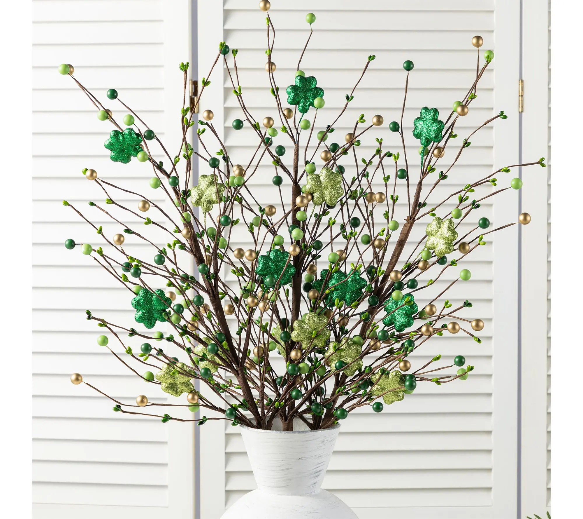 Glitzhome Set of 2 28"H St. Patrick's Berry & Shamrock Picks