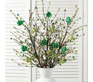 Glitzhome Set of 2 28"H St. Patrick's Berry & Shamrock Picks