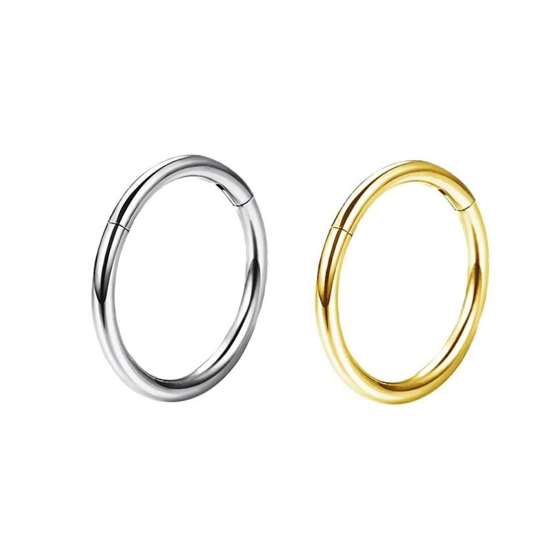Oufer 16G/18G/20G 316L Stainless Steel Hinged Segment Classic Nose Hoop Cartilage Earring Ring Body Piercing Jewelry