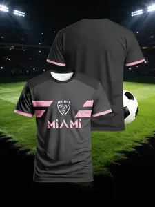 Miami football jerseys, pink-black contrast fan version shirts, black-pink blended trendy football T-shirts, exclusive fashion outfits for football fans, Sports Jersey, Soccer Uniform