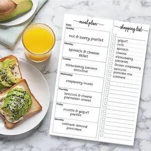 60 Sheets Meal Planner Notebook, 5.71x8.46 Inches Weekly Meal Plan, Shopping List Organizer, Detachable Notes, Health Handwriting Style, Planner Calendar