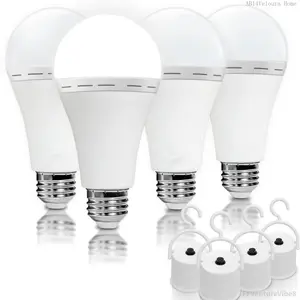 4 Pack Rechargeable Emergency Light Bulbs A19, Camping Lamp Battery Powered LED Light Bulb 6000K Daylight E26 E27 120 Volt 12W 60W Equivalent with 1200mAh for Home Power Outage Camping Hurricane FFVentureVibe8AB14Veloura Home