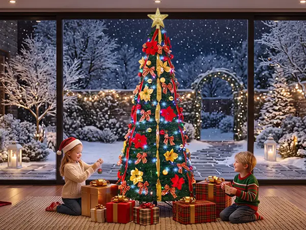 7FT Pop-Up Pre-Lit Christmas Tree with 200 LED Lights - Star Projector ...