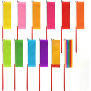 12 Pack Dance Ribbons for Kids, Dance Class, Birthday Party, Gymnastics, Princess Party Favors (Rainbow)