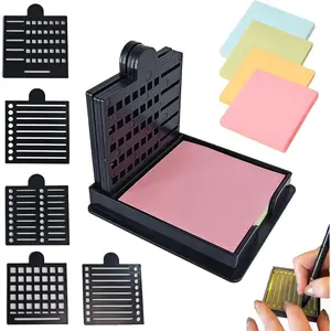 2025 New Sticky Note Stencil, Sticky Note Holder with Five Templates, Suitable for 3x3 Inch Sticky Notes, Perfect for to-Do Lists, Home Office, Reusable Sticky Notes Dispenser Black 5 Templates