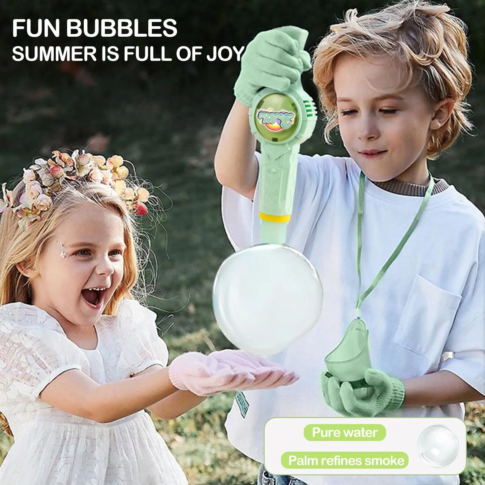 【SummerVibes]  2026 New Elastic Smoke Bubble Set Handheld Fog Wand Portable Mist Bubble Machine for Party Fun Colorful Bubbles with Smoke Effect Pure Water Palm Refines Smoke