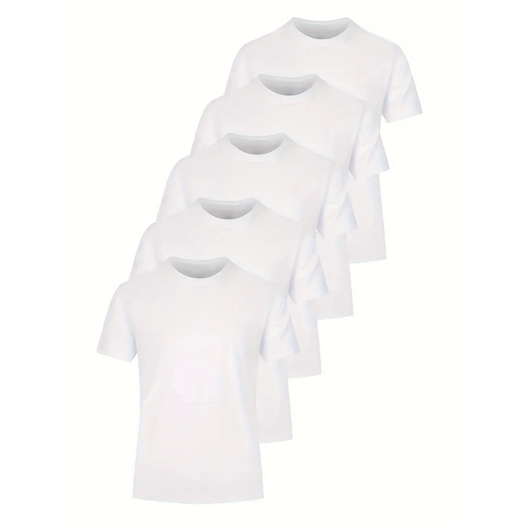 5-piece Men's Cotton T-shirt Set Classic Slim Fit Casual Round Neck Short Sleeved Shirt Comfortable Breathable in Summer Neutral Multifunctional White T-shirt Soft Cotton All Year Round Fashionable High-end Design Perfect Choice for Casual Wear