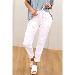 Judy Blue Icing On The Cake Cuffed Joggers - White