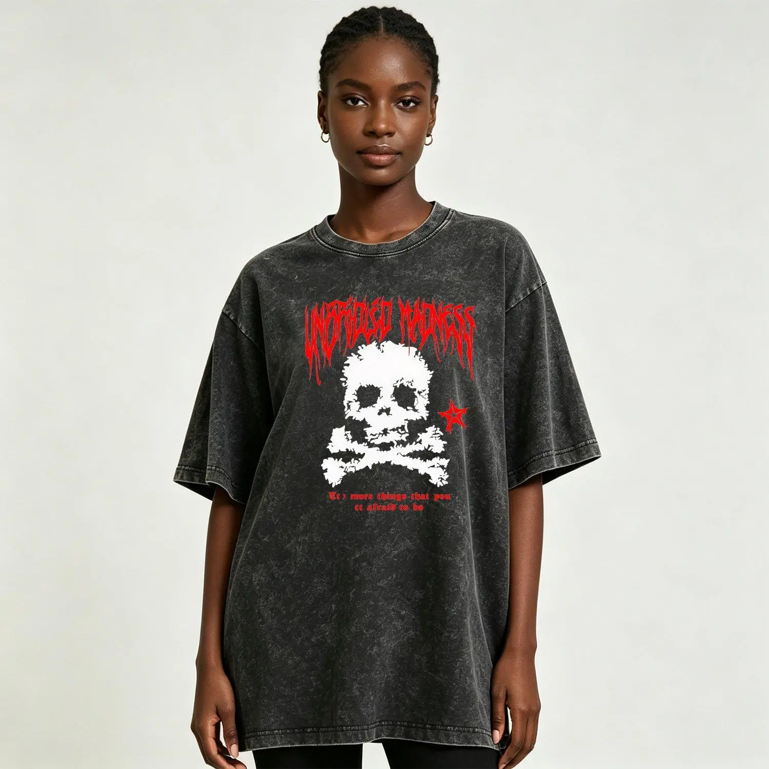 Dark Gothic "Unbridled Madness" Skull Print Short Sleeve Men Sport T Shirt Oversized Streetwear Top Casual Athletic Tee