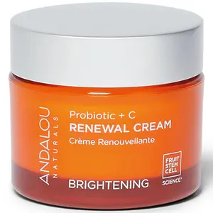 Andalou Naturals Probiotic + Vitamin C Renewal Cream - Complexion Enhancing Hydrating Face Moisturizer - Helps Promote Firmer Skin & More Even Tone - Lightweight, Non-Greasy Formula - 1.7 Oz