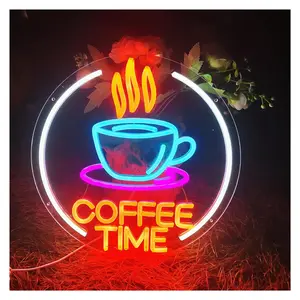 COFFEE TIME Neon Sign Light Boba Tea Shop Decoration Room Cafe Restaurant Decor Wall Hanging Signs Welcome