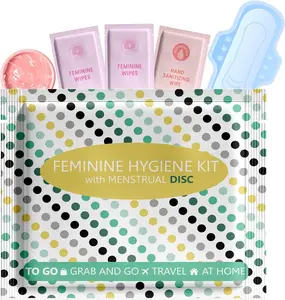 Menstrual Disc Kit with Pad – Single Pack (Polka Dots) Plastic Lightweight Teens Comfort