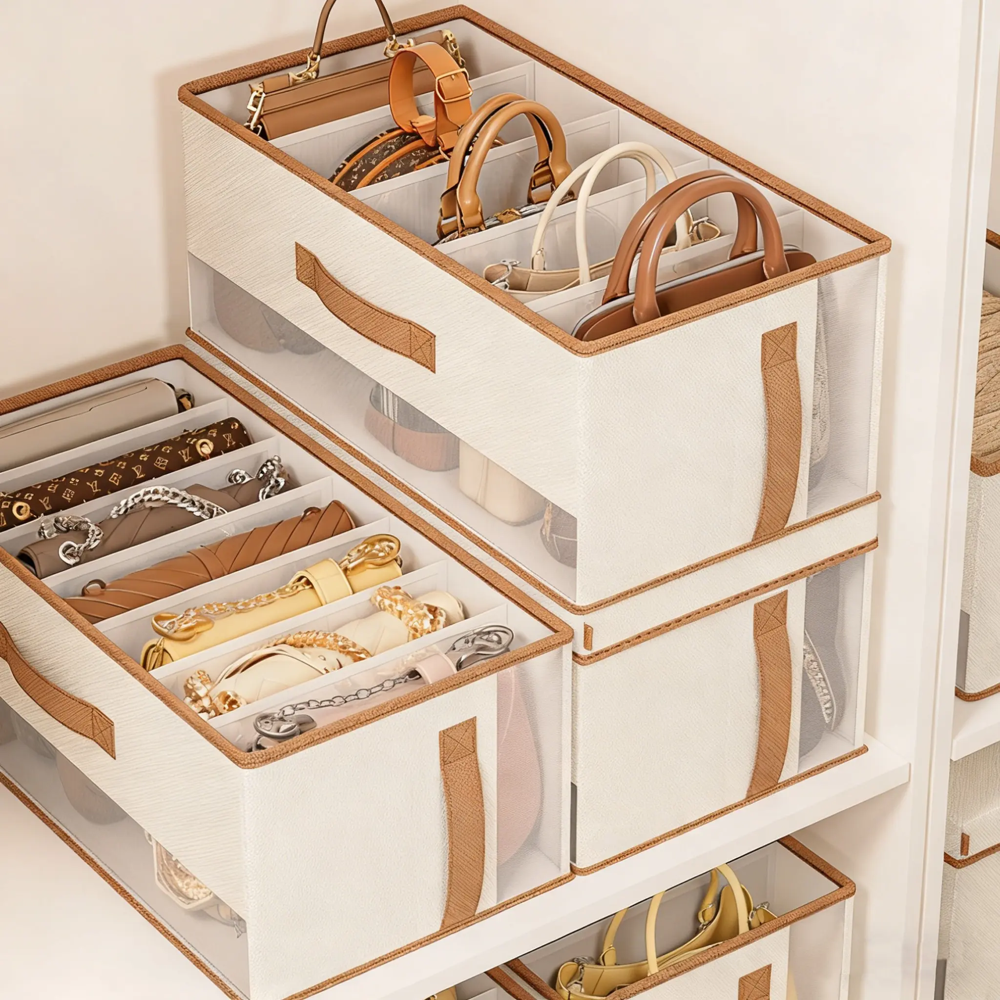 Foldable Multi Compartment Storage Box, Transparent Window, Closet Organizer, Durable Divider, Space Saving, Luxurious Item Holder, Foldable Storage Boxes, Foldable Storage Containers