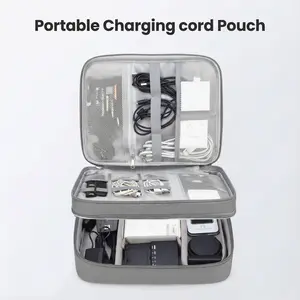 Shockproof Travel Digital Gadget Organizer Unisex Electronic Accessories Case Portable Three-Layer storage pouch, essential for Organizing Cables Phones, Vhargers, USB drives SD cards and Personal Items