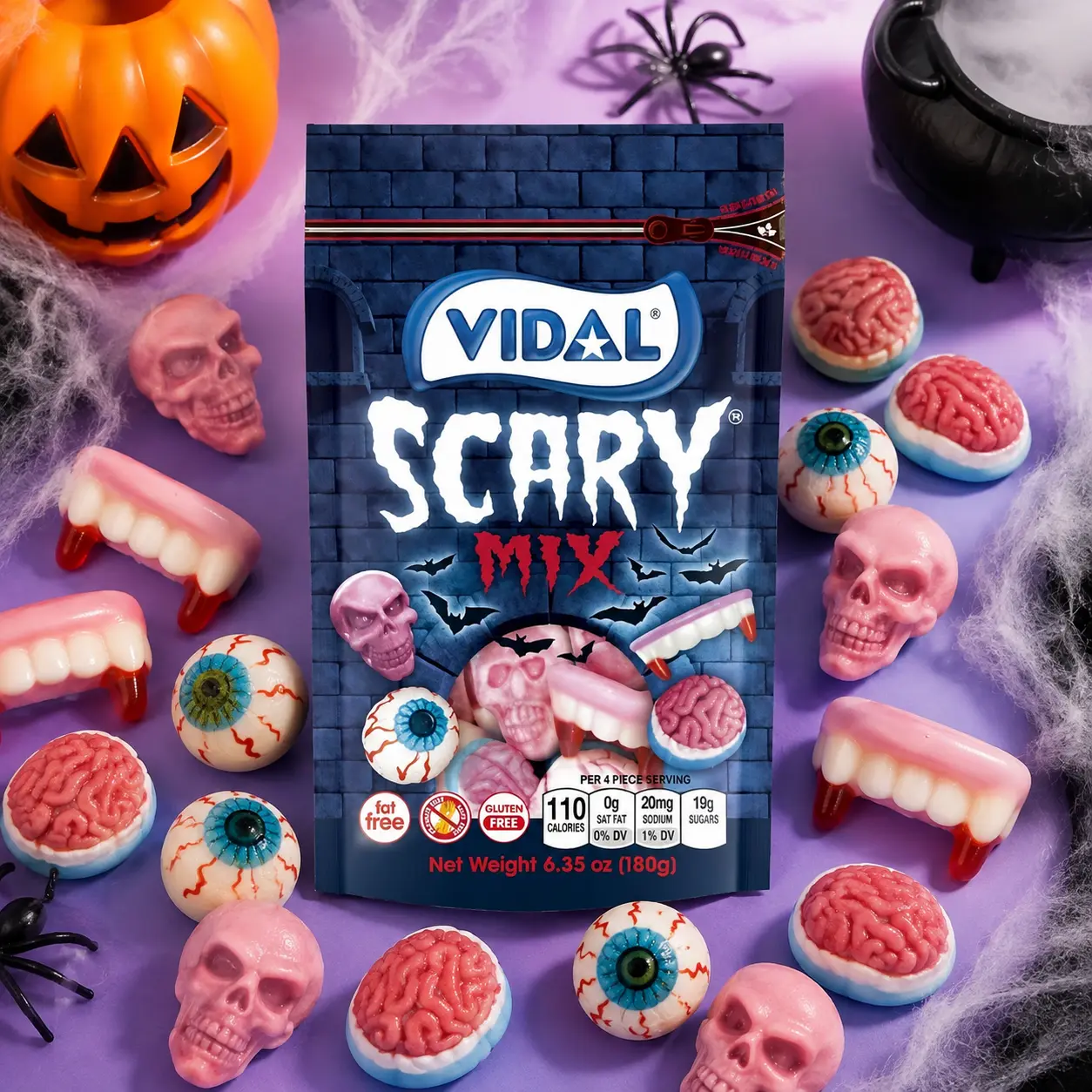 Vidal Gummi Scary Mix , Assorted Candy Treat  Halloween Gummy