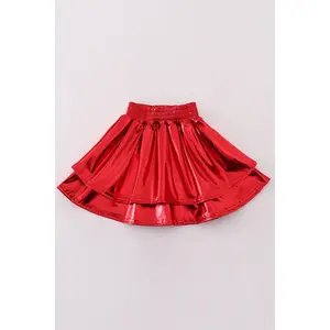 Red girl ruffle laser skorts