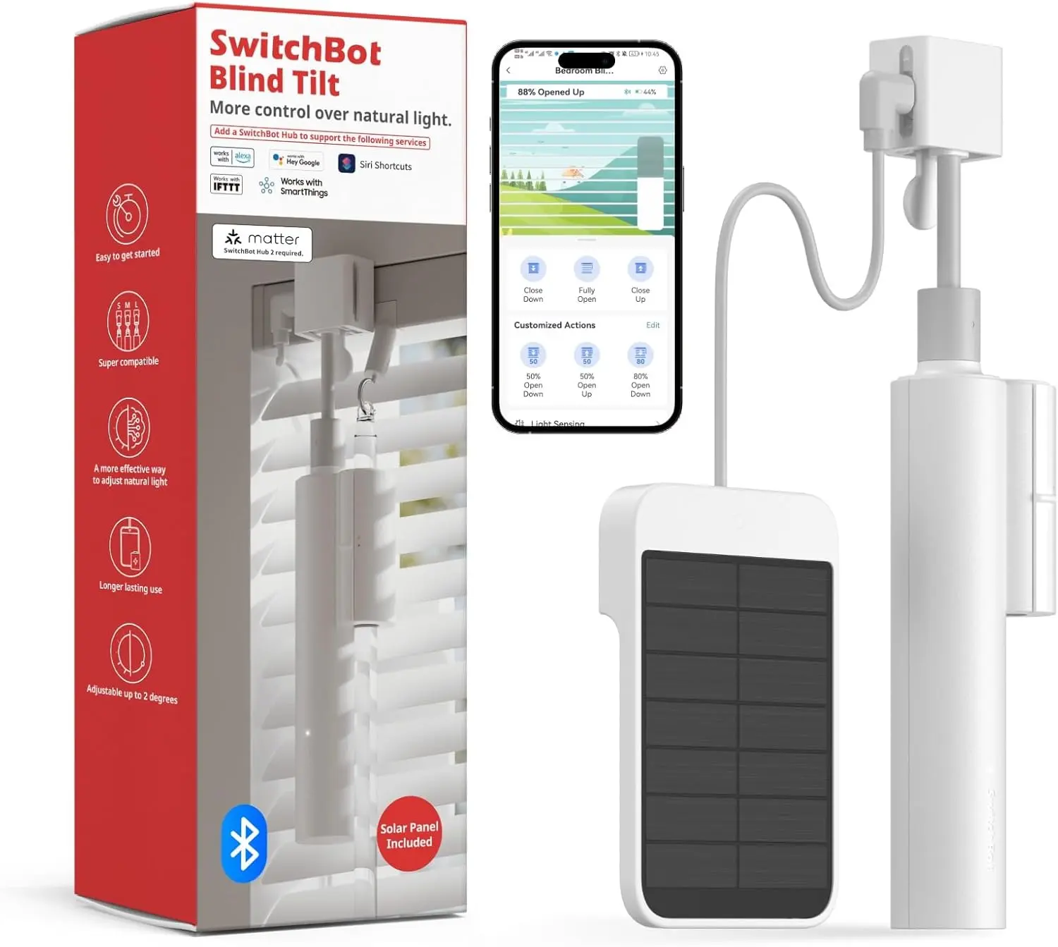 SwitchBot Smart Blind Tilt Motor - Automatic Blind Opener, Solar Powered, App & Voice Control