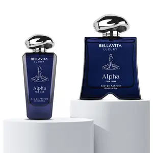 Alpha Bond by Bellavita Luxury Perfume Combo Gift Set Alpha Power Couple Collection 2x100 ml Long Lasting Perfumes for Men and Women Alpha Him and Alpha Her Vegan and Cruelty Free Eau De Parfum