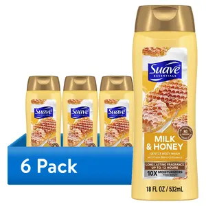 (6 Pack) Suave Essentials Gentle Body Wash, Milk & Honey, 18 Oz Suave Brands Company LLC