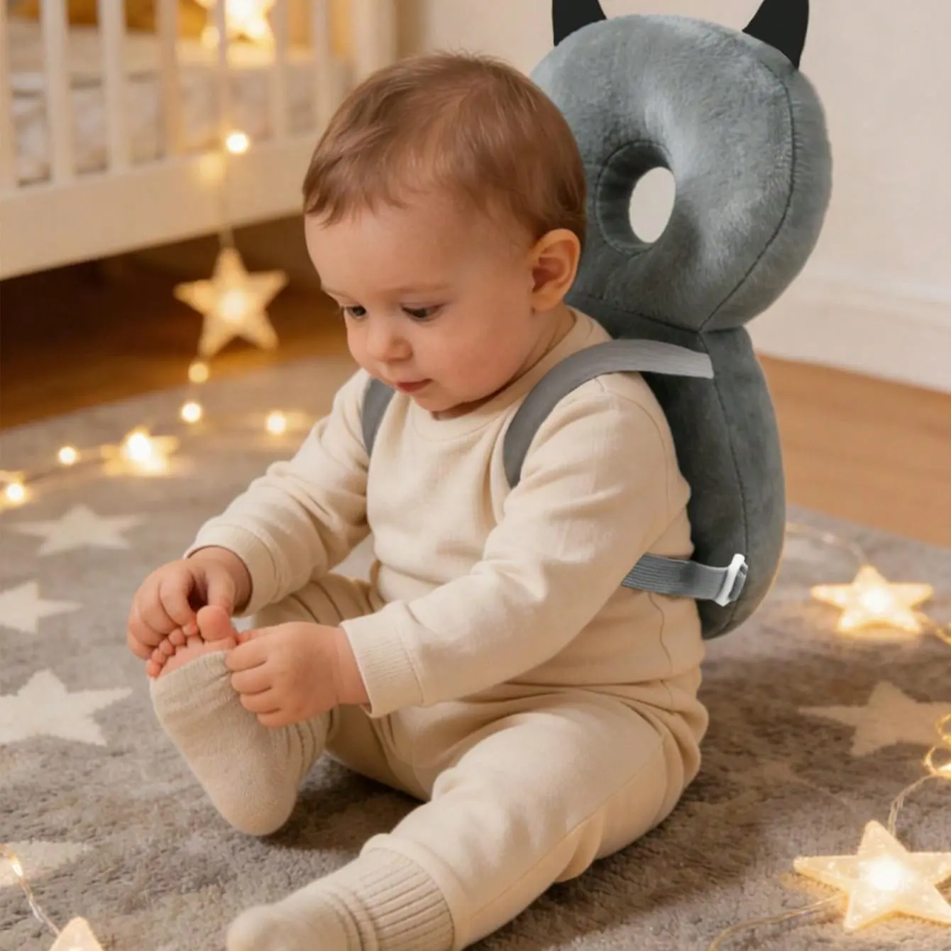 Baby Head Protector Cushion Backpack, Adjustable Newborn Toddler Safety Gear, Christmas Theme Design, Ideal for Walking & Crawling
