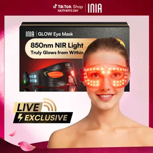 【LIVE EXCLUSIVE】INIA GLOW Red Light Therapy Eye Mask with 96 High-Density LEDs & Cryotherapy Cooling, LED Eye Mask Skincare for Wrinkles, Dark Circles & Puffiness, FDA-Cleared, Portable and Rechargeable, 2-Year Warranty