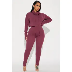 Thinking It Over 2 Piece Jumpsuit Set - Wine