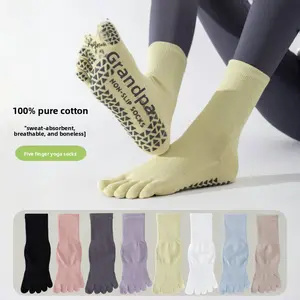5 Pairs Women's Pilates Grip Socks - Non-Slip Five Toe Yoga Socks for Barre, Ballet, Home Workout & Hospital