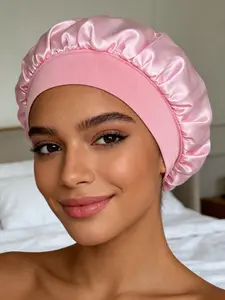 1PC Gentle Silk Sleep Cap, Comfortable Sleep Cap, Soft Satin Lined Silk Sleep Cap, Smooth Satin Daily Cap, Suitable For Hair Care, Anti-Frizz And Curly Hair Braid Styles