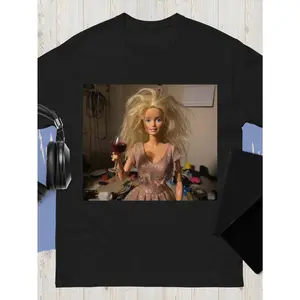 Stressed Out Doll Face Meme Funny Humor Iconic Casual Round Neck Unisex Tee