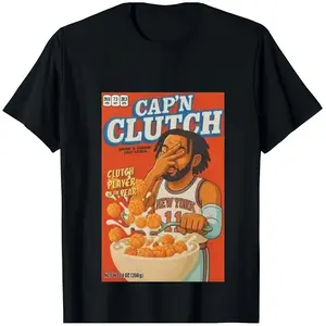 【 Viral TikTok Shirt】【Game Day Outfit】 Retro Basketball Graphic Tee – Unisex Casual Cotton Short Sleeve T-Shirt, “Captain Clutch” Knicks Inspired Print, Game Day Streetwear Outfit for Men & Women