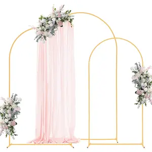 【Summervibes】VEVOR Arch Backdrop Stand, Set of 3, 8/7.2/6.6 ft, Stable Structure, Easy Assembly, Gold Metal Arch Backdrop Stand for Wedding, Birthday Party, Graduation, Holiday Celebration, and Ceremony Decoration