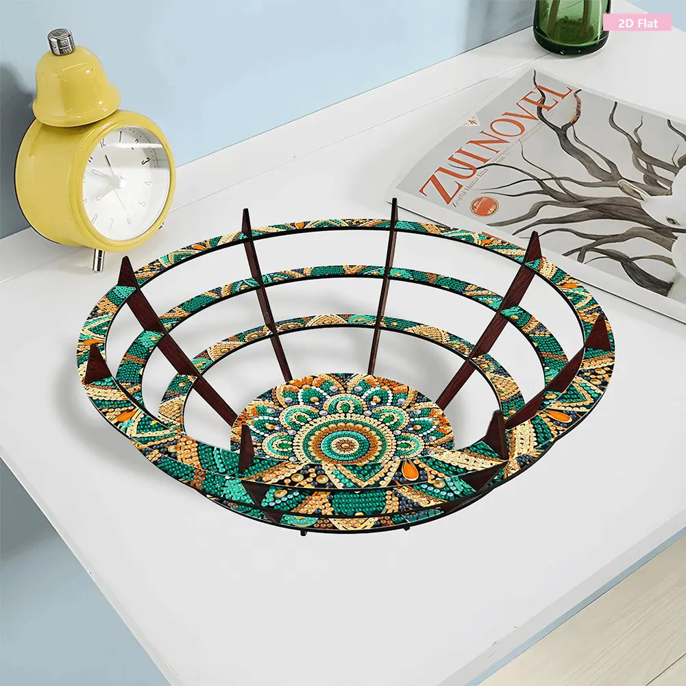 Diamond Painting Kit DIY Diamond Wooden Snack Storage Tray Diamond Art Painting Candy Plate DIY Handmade Dot Diamond Decorative Plate for Parties Festivals Family Gatherings