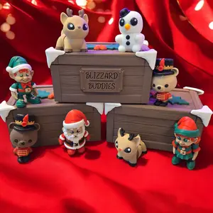 Blizzard Buddies - Cute Christmas Themed 3d Printed Collectibles - 5 Pack of Christmas Characters Decor Eye