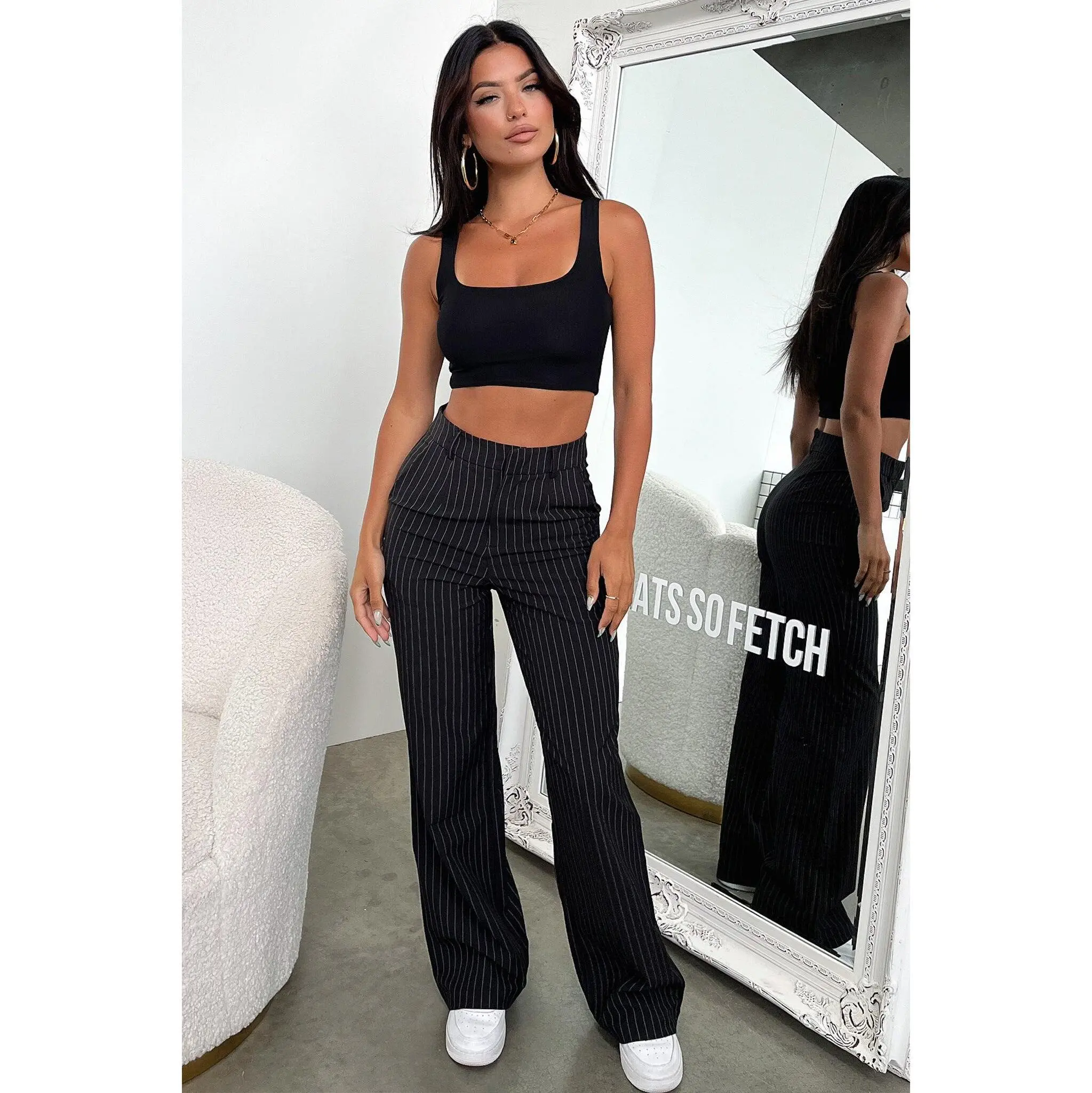 Alaric Pants - Black Pinstripe