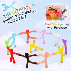 10PCS Magnetic Men With Free Storage Bag | Super Strong Dual Magnets | STEM Fridge Magnets | Stress Relief Fidget Toy Gift for Kids & Adults