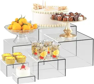 6 count Clear  Boxes for Display as Buffet Risers and Stands,  Risers for Party, Table, Stands, including 8", 7", 6", 5", 4", 3" (Small, 6 count, Clear)