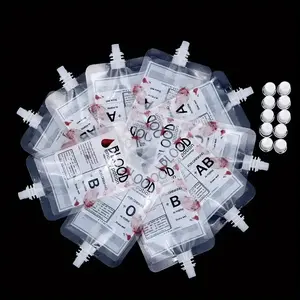 Halloween Party Vampire Blood Drink Bags, Reusable Clips Included, Unique Energy Beverage Containers, Zombie Vampire Costume Decorations