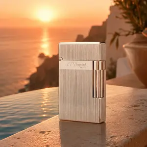 [Double Flame] Silver Brushed DPT vintage Lighter 140g best Ping gift for him