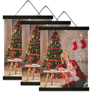 3 Pack Magnetic Poster Hanger Frame 12 inch Black,12x16 12x18 12x20 12x24 Wood Magnet Frames Hangers for Photos, Pictures, Prints, Maps, Canvas Artwork,Diamond Art Painting,Canvas Hanger