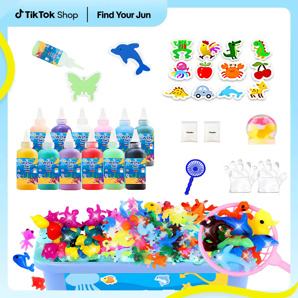 Water Elf Kit Magic Gel Toy Cozyvibes Gift for Kids: 12 Shape Random 3D Molds with 12 Colors Water Magic Paint Gels -Handmade Creative Water Art Set f